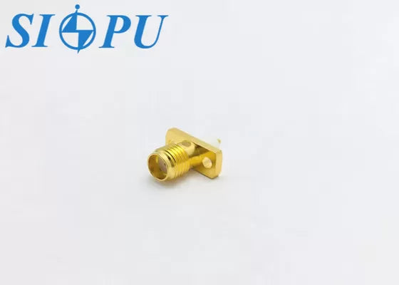 SMA Female RF Coaxial Connector – Microstrip Type, Dual-Hole Flange, Blue Mount, up to 18 GHz