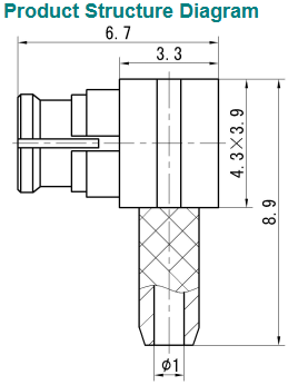 SMP Female RF Coaxial Connector – Right Angle, Compatible with RG178/U Cable