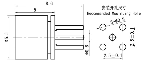 SMP Male RF Coaxial Connector – Limited Detent, PCB Mount, Solder Type, up to 40 GHz