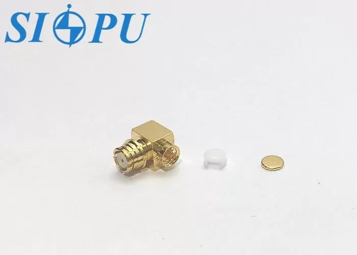 SMP Female RF Coaxial Connector – Right Angle, Compatible With 2# Semi-Rigid / Semi-Flexible Cable
