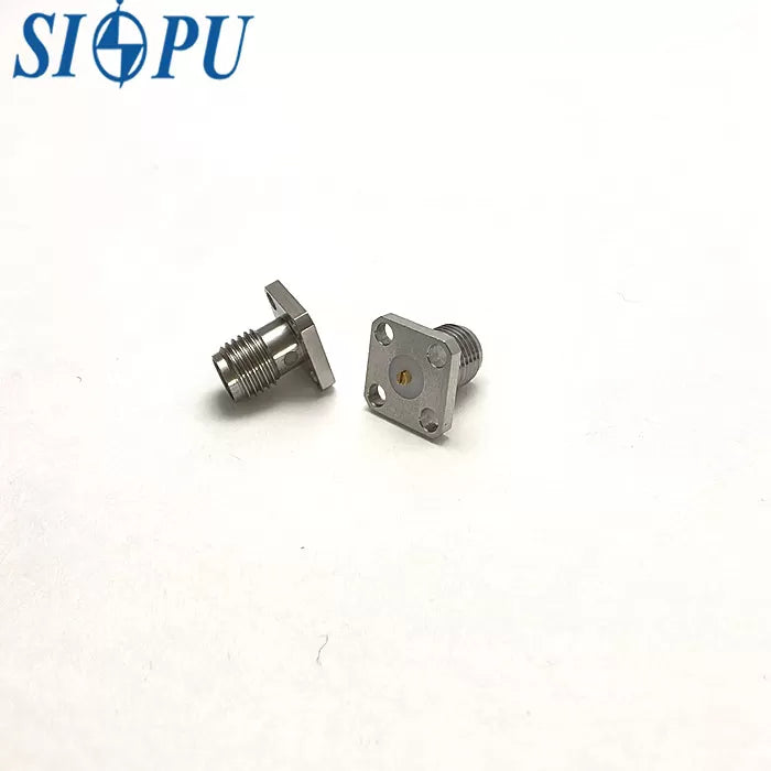 SMA Female RF Coaxial Connector – Flange Mount, Stainless Steel, 18GHz Frequency Durability