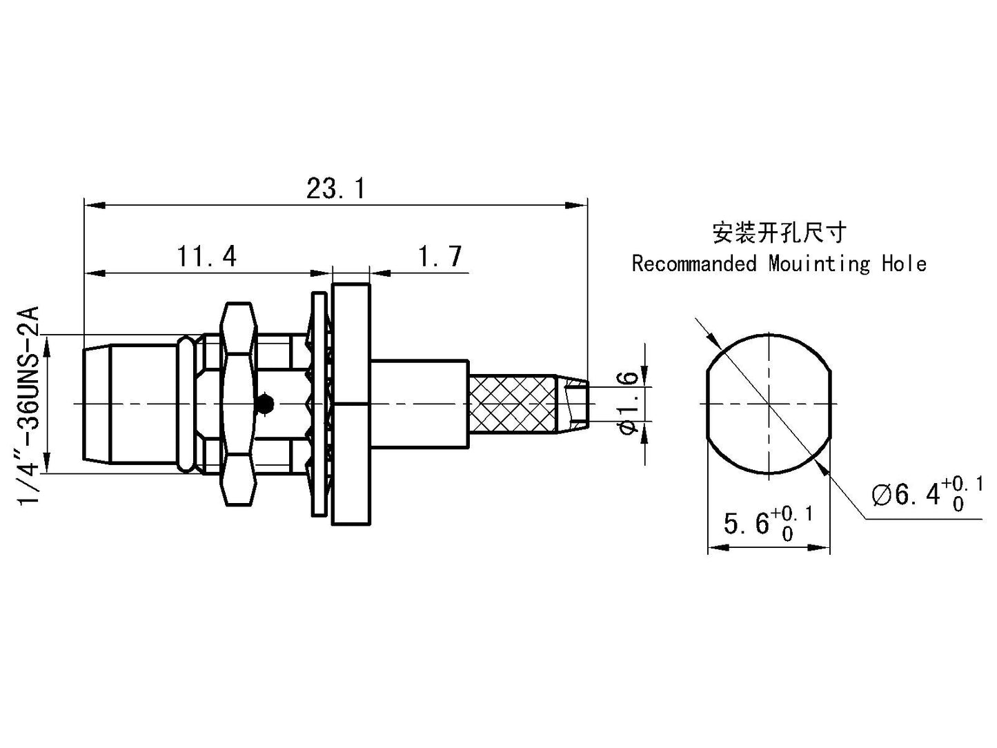 BMA Male RF Coaxial Connector – Threaded Mount, Compatible With RG316/U Cable