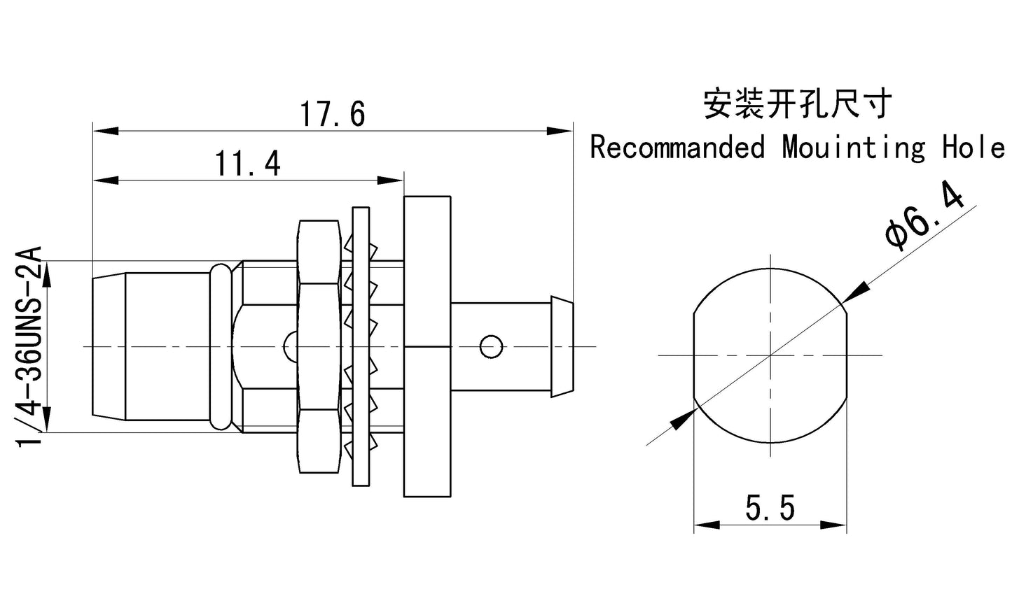 BMA Male RF Coaxial Connector – Screw Mount Receptacle, Compatible With CXN3506 Cable