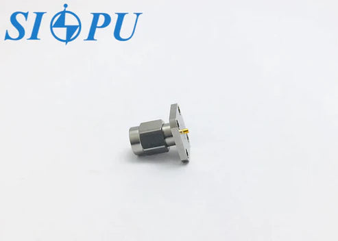 SMA Male RF Coaxial Connector with Flange Mount, Stainless Steel, for Microstrip Applications, up to 18 GHz
