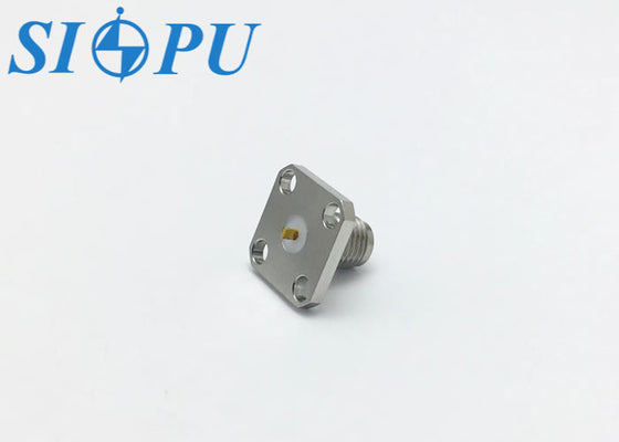 SMA Female RF Connector, 4-Hole Flange, PCB Microstrip Mount, Size 1.3× 0.5× 1.5 Cm