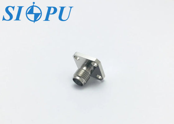 SMA Female RF Connector, 4-Hole Flange, PCB Microstrip Mount, Size 1.3× 0.5× 1.5 Cm