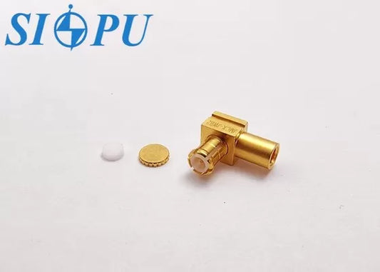 Right-Angle MCX Male RF Coaxial Connector – For No. 2 Semi-Rigid / Semi-Flexible Cable