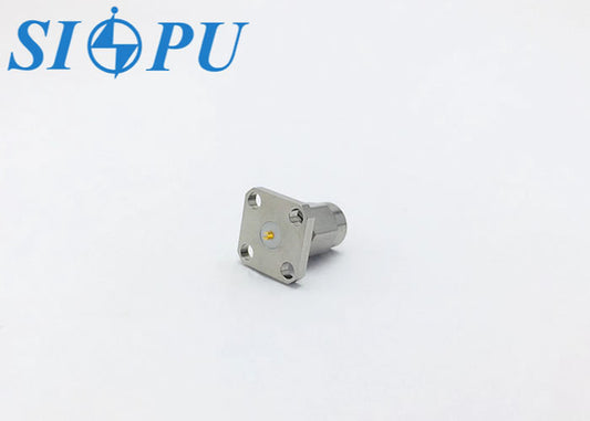 SMA Male RF Coaxial Connector with Flange Mount, Stainless Steel, for Microstrip Applications