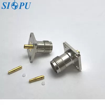 TNC Female RF Coaxial Connector – Flange Mount, Compatible with 2# Semi-Rigid / Semi-Flexible Cable