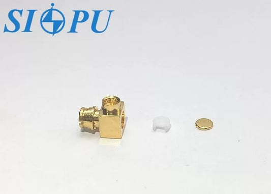 SMP Female RF Coaxial Connector – Right Angle, Compatible With 2# Semi-Rigid / Semi-Flexible Cable