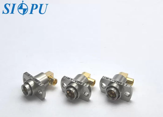 SBMA female coax connector – Right-Angle,flange design, Compatible with 2# Semi-Flexible or Semi-Rigid Cable