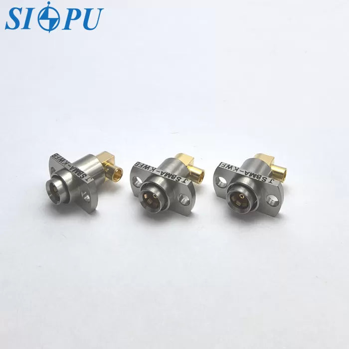 SBMA Female Right-Angle RF Coaxial Connector – Flange Mount, Compatible with 2# Semi-Flexible or Semi-Rigid Cable