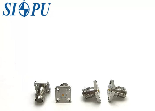SMA Female RF Coaxial Connector – Flange Mount, Stainless Steel, 18GHz Frequency Durability