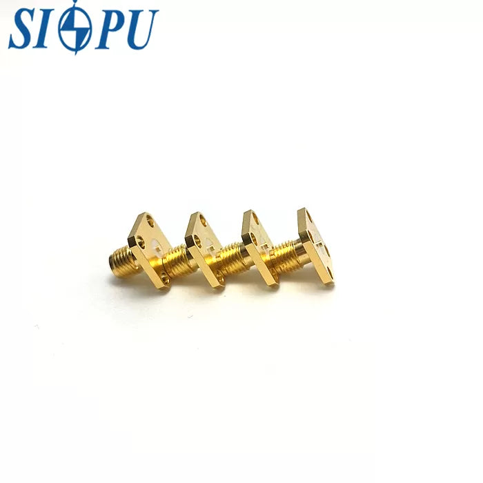 Robust Brass SMA 4-Hole Flange-Mounted Receptacle Gold-Plated RF Coaxial Connector for Stable
