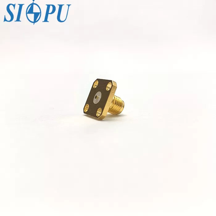 Robust Brass SMA 4-Hole Flange-Mounted Receptacle Gold-Plated RF Coaxial Connector for Stable