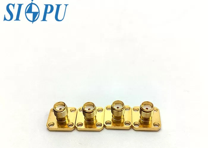 Robust Brass SMA 4-Hole Flange-Mounted Receptacle Gold-Plated RF Coaxial Connector for Stable